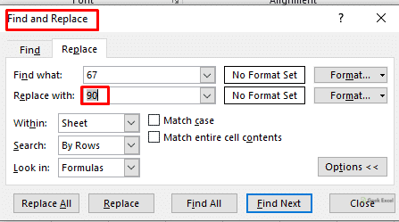 shortcut for find and replace in excel mac